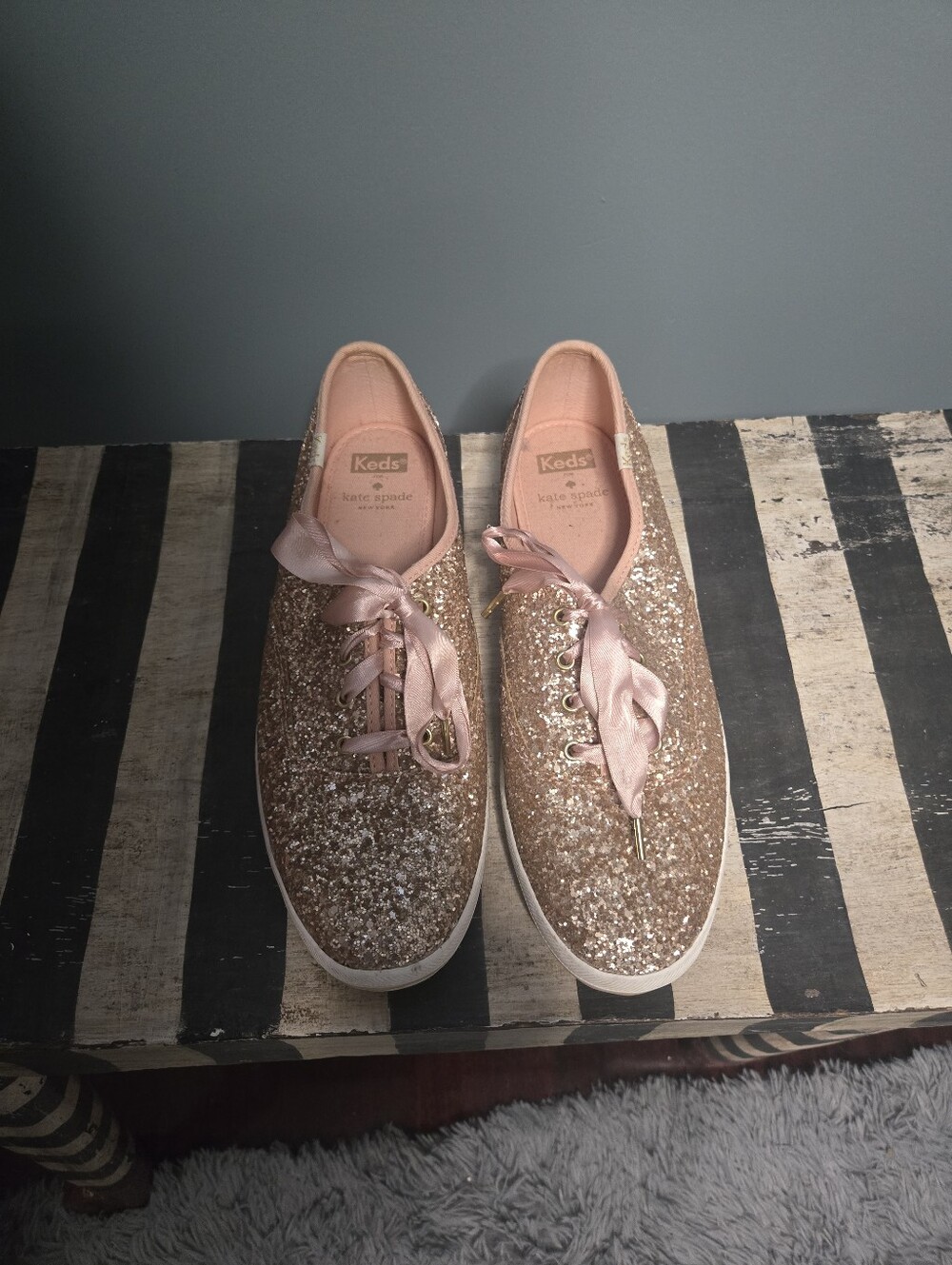 Kate Spade X Keds Womens 9.5 Pink Glittery Shoes